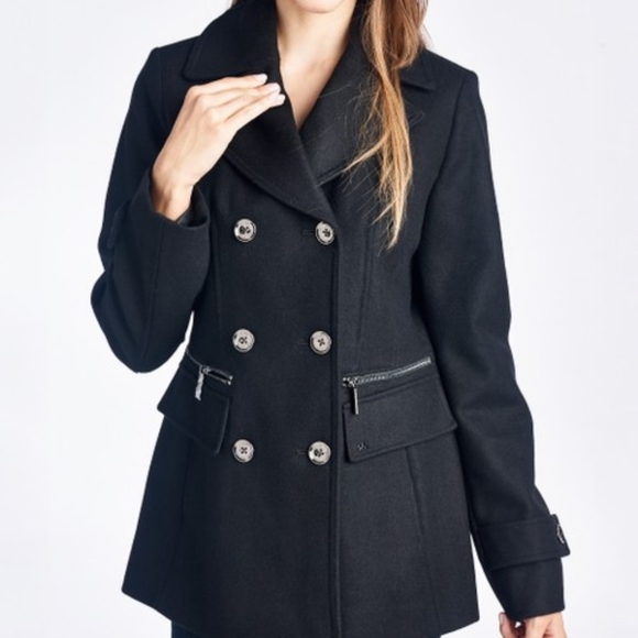 NWOT MICHAEL Michael Kors Double-Breasted Peacoat - Picture 2 of 5